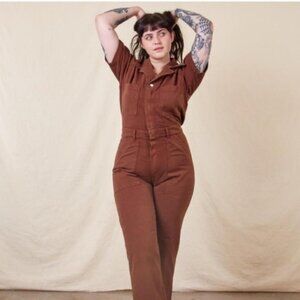 Big Bud Press Short Sleeve Jumpsuit - Fudgesicle Brown (Medium)